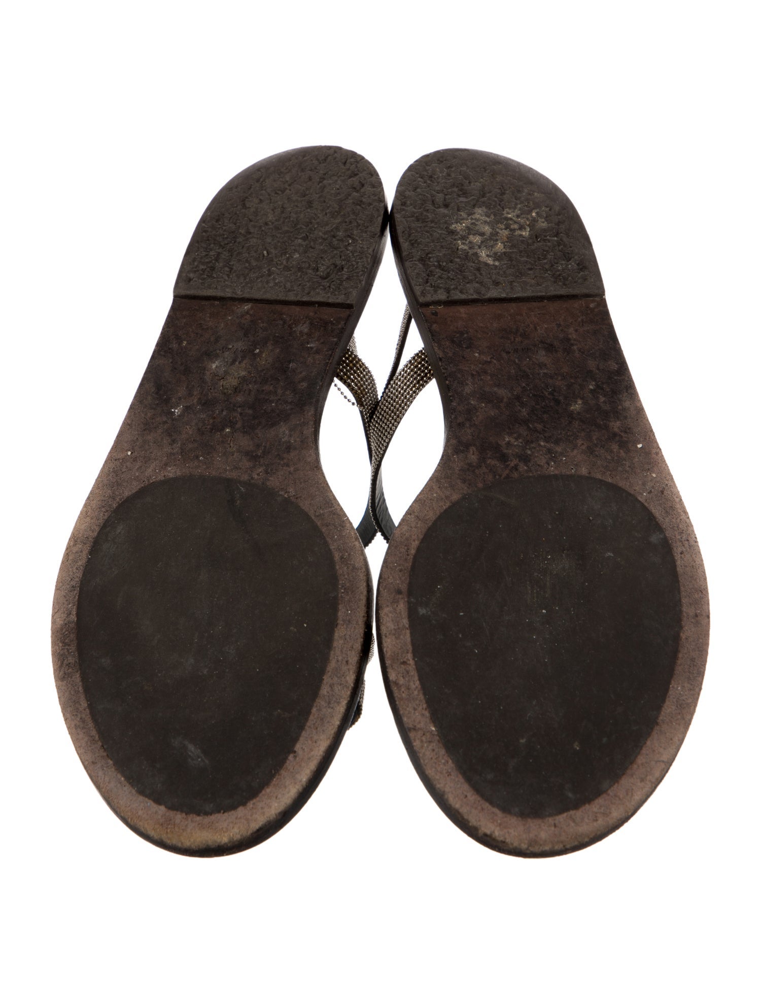 Brunello Cucinelli Suede Beaded Accents Sandals